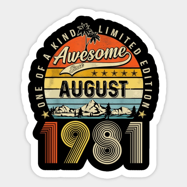 Awesome Since August 1981 Vintage 42nd Birthday Sticker by Mhoon 